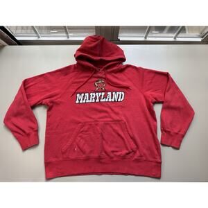 Champion Mens University Of Maryland Terps XL Red Embroidered Logo Hoodie